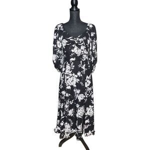 Rachel Zoe Floral Ruffle Hem Midi Dress